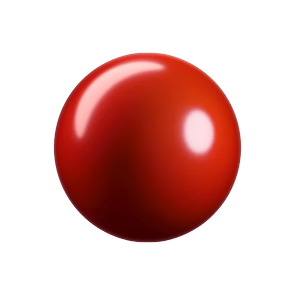 3D esfera de plástico vermelho brilhante. Isolado em branco — Fotografia de Stock