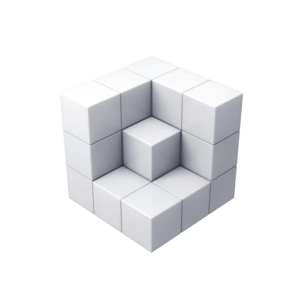 Ilustración abstracta de cubos grises 3d. Aislado sobre blanco — Foto de Stock