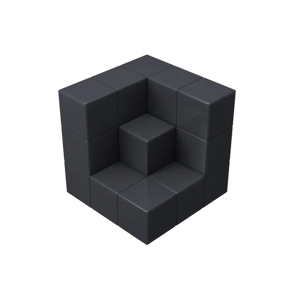 Abstract 3d black cubes illustration. Isolated on white — Stock Photo, Image