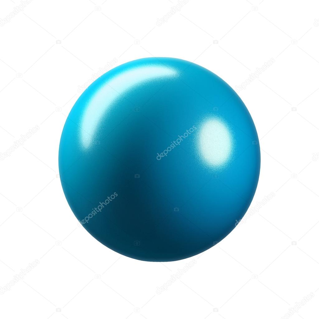 3D glossy blue plastic sphere. Isolated on white