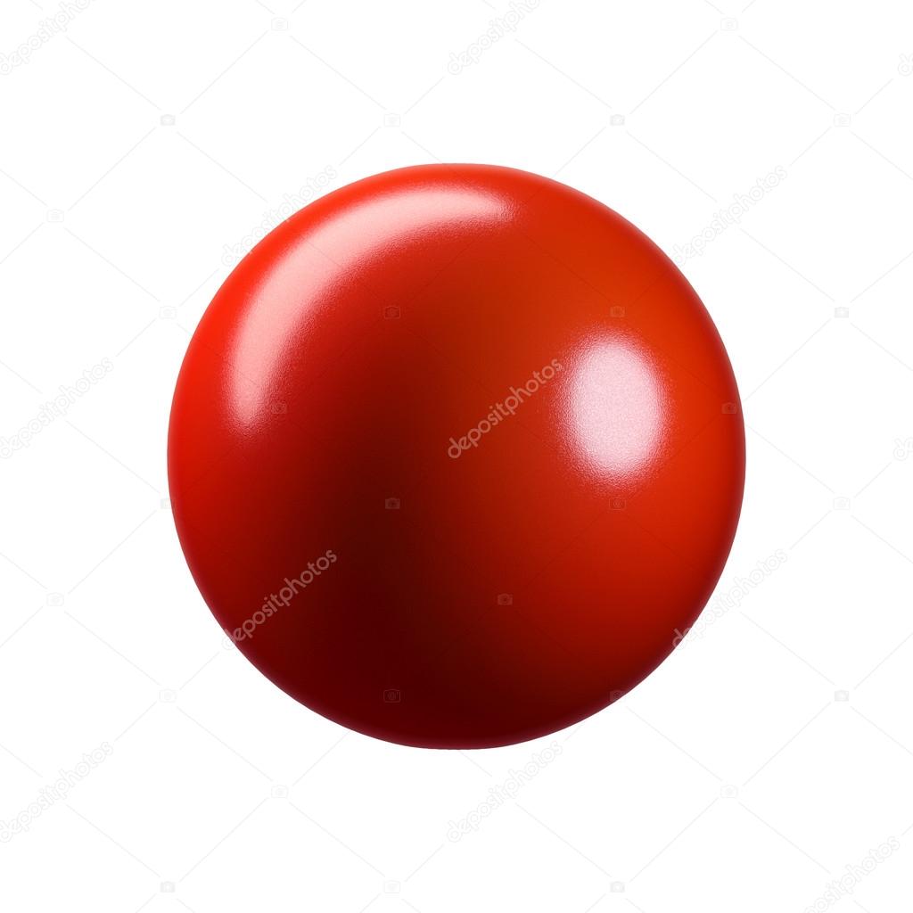 3D glossy red plastic sphere. Isolated on white Stock Photo by