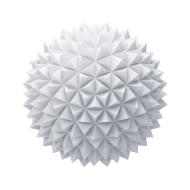 Soyut küre ile üçgen yüzler. Beyaz arka plan üzerinde izole