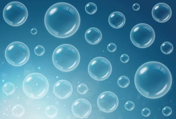 Transparent Multicolored Soap Bubbles background. Vector illustration — Stock Vector