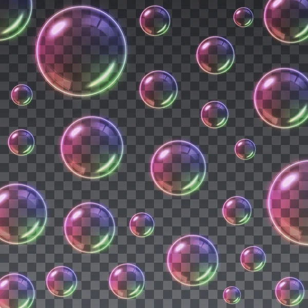 Fond transparent de bulles de savon multicolore — Image vectorielle