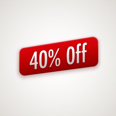 Vektör kırmızı etiket, etiket kapalı %40 ile rozet