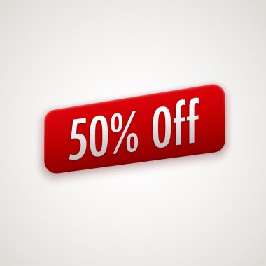 Vektör kırmızı etiket, etiket kapalı % 50 ile rozet
