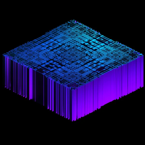 3D καθιστούν του μπλε γεωμετρικά στοιχεία αντικειμένου. Απομονωμένο φουτουριστικό αντικείμενο — Φωτογραφία Αρχείου