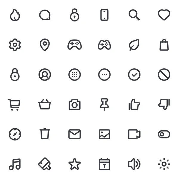 Outline vector icons for web and mobile. 36 Icons, 4 pixel stroke & 48x48 resolution — Stock Vector