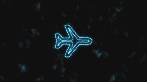 Hentikan gerak. Ikon pesawat biru secara bertahap meningkat dan berubah warna menjadi biru. 4K 60 fps video — Stok Video