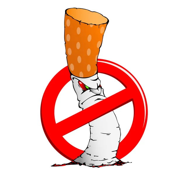 Nessun segno di fumo e sigaretta — Vettoriale Stock