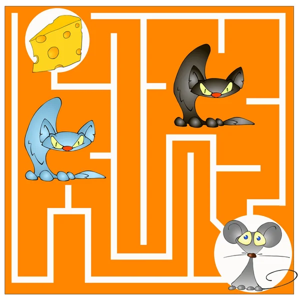 Labyrint spel om en katt och råtta Royaltyfria Stockvektorer