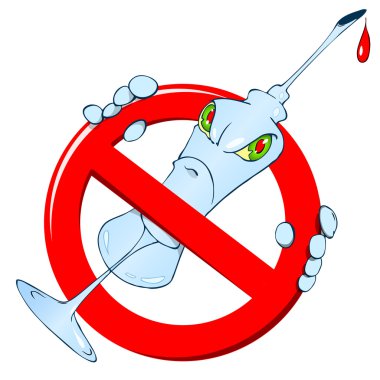 No Drugs sign and syringe clipart