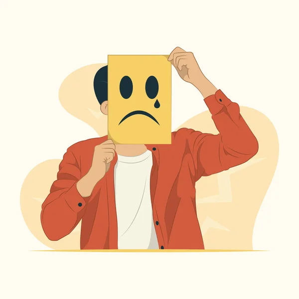 Sadly Face Concept Illustration Banner Poster Website Etc — Stock Vector