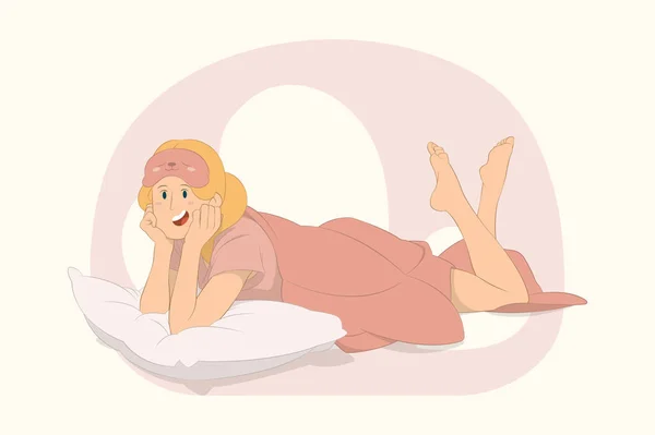กสาวนอนหล ถอดหน ากากป ดตา แนวค ดอารมณ — ภาพเวกเตอร์สต็อก