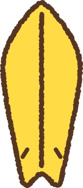 Hand-drawn single icon illustration: surfboard