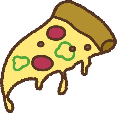 Hand-drawn icon illustration of a slice of pizza