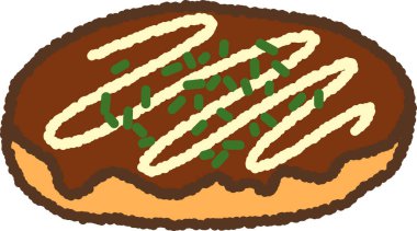 Hand-drawn icon illustration of a single item: Okonomiyaki