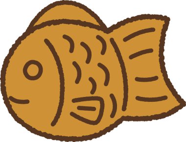 Hand-drawn single icon illustration: Taiyaki