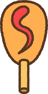 Hand-drawn icon illustration of a corn dog