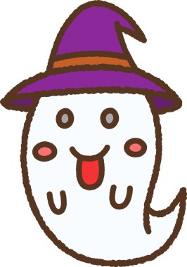 Hand-drawn icon: Ghost wearing a hat
