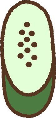 Hand-drawn single icon illustration: Cut cucumber