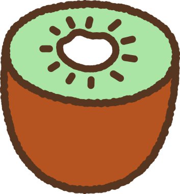 Hand-drawn single icon illustration: Cut kiwi
