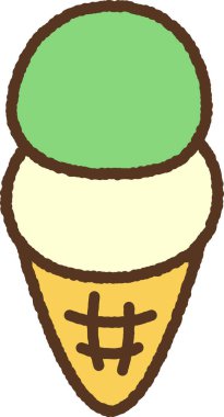 Hand-drawn single icon illustration cone ice cream