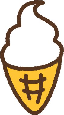 Hand-drawn icon illustration of a soft serve ice cream