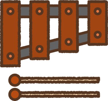 El çizimi tek simge illüstrasyonu: Ksilofon