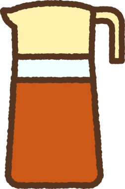 El çizimi basit bir ikon illüstrasyon Çay demliği