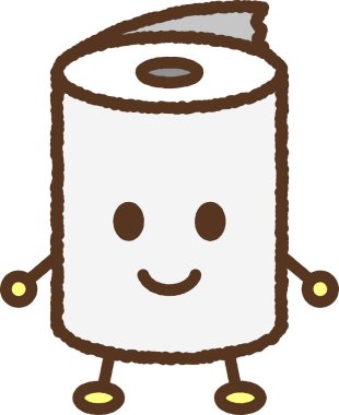 Karakter tarzı tek simge illüstrasyonu: Tuvalet kağıdı