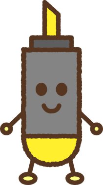 Karakter biçimi tek simge illüstrasyon fosforlu kalem