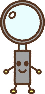 Karakter biçimi tek simge illüstrasyonu: Büyüteç