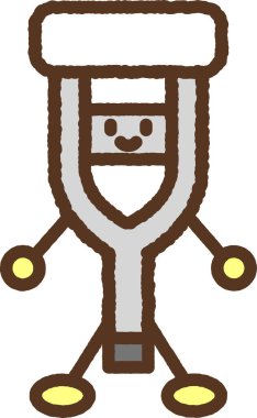 El çizimi biçim karakter simgesi çizimi: Koltuk değnekleri