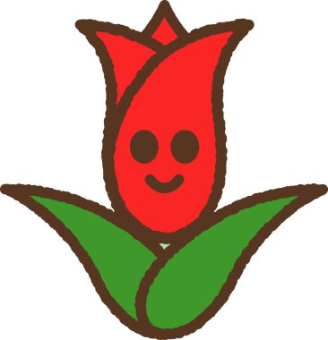 El çizimi karakter illüstrasyon simgesi Tulip