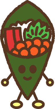 El çizimi karakter çizimi simgesi - Suşi ruloları