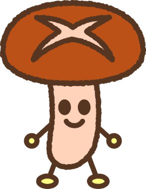 El çizimi karakter resimleme simgesi: Şiitake mantarı