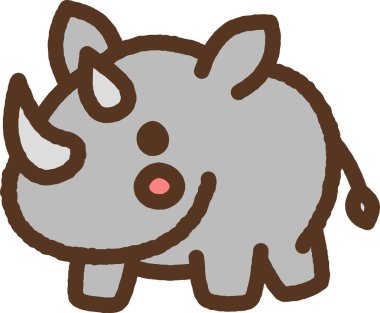 Elle çizilmiş tek bir hayvan ikonu çizimi: gergedan