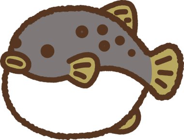 El çizimi yaratık ikonu illüstrasyonu - Fugu