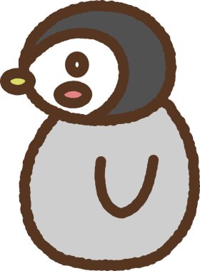 Elle çizilmiş hayvan simgesi çizimi: Penguen