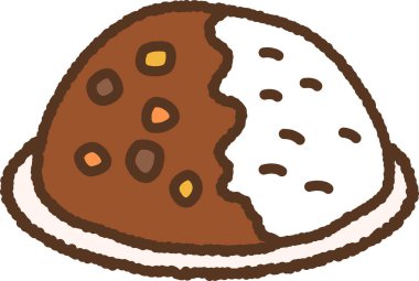 Elle çizilmiş büyük yiyecek ikonu çizimi: köri