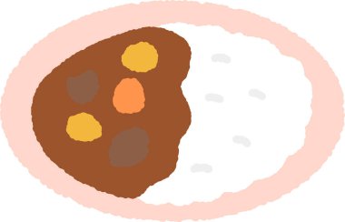 Elle çizilmiş tek bir ikon resimli yiyecek körisi