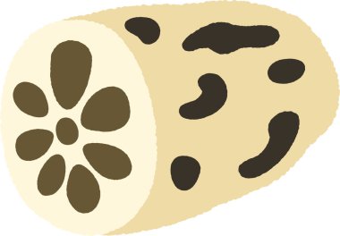 El çizimi tek simge resimli Sebze Nilüfer kökü