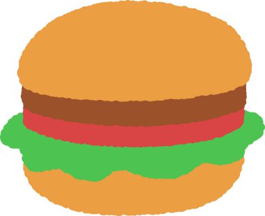 Hand-drawn single icon illustration: Hamburger