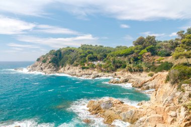 Tossa de Mar. Costa Brava sahil şeridi.