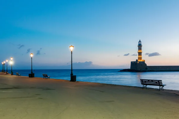 Chania. Stary port w sunrise. — Zdjęcie stockowe