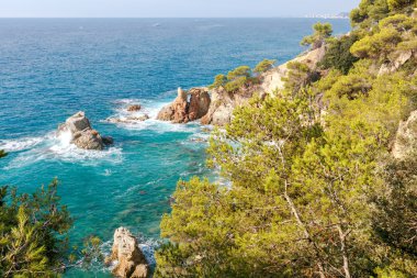 Tossa de Mar. Costa Brava sahil şeridi.