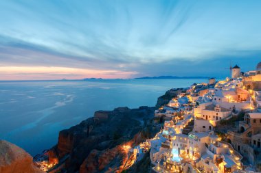 View of the village Oia at night. clipart