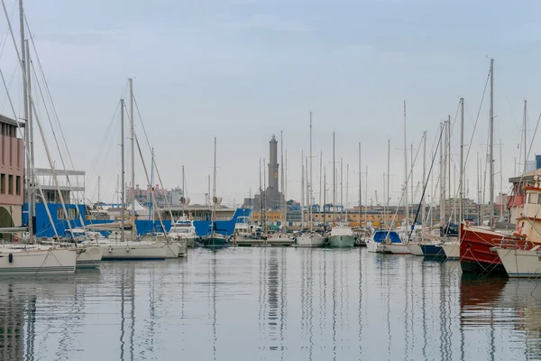 Janov. Jachty v přístavu moře. — Stock fotografie