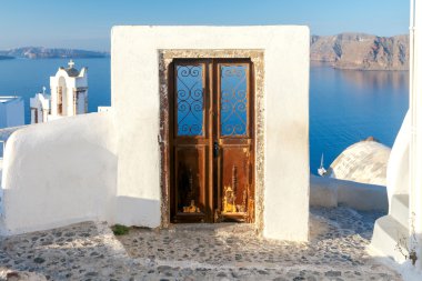 Oia. Santorini geleneksel mimarisi.